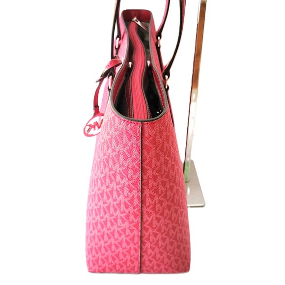 Michael Kors Sheila Large Multifunction Tote Shopper Handbag MK Logo Dark Raspbe - Picture 3 of 9